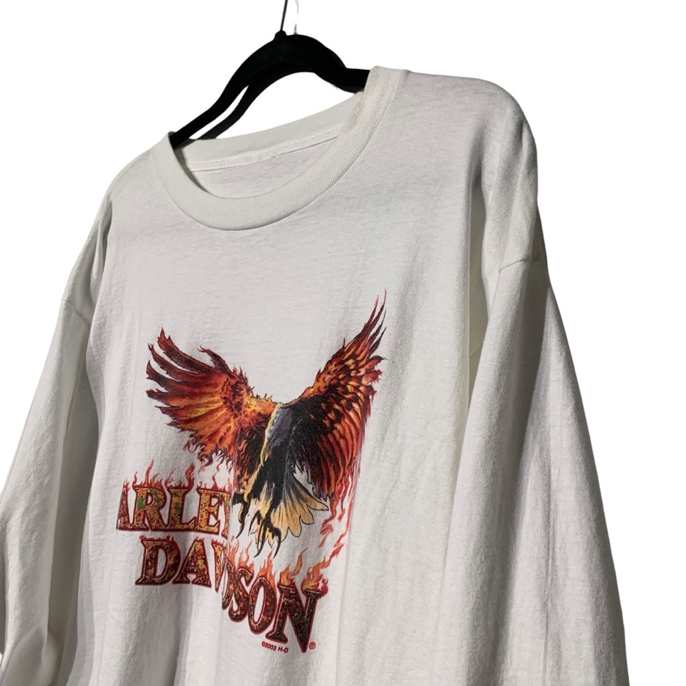 Vintage 2002 Harley Davidson Flaming Eagle Long Sleeve Tee Indy West L XL - Picture 3 of 11